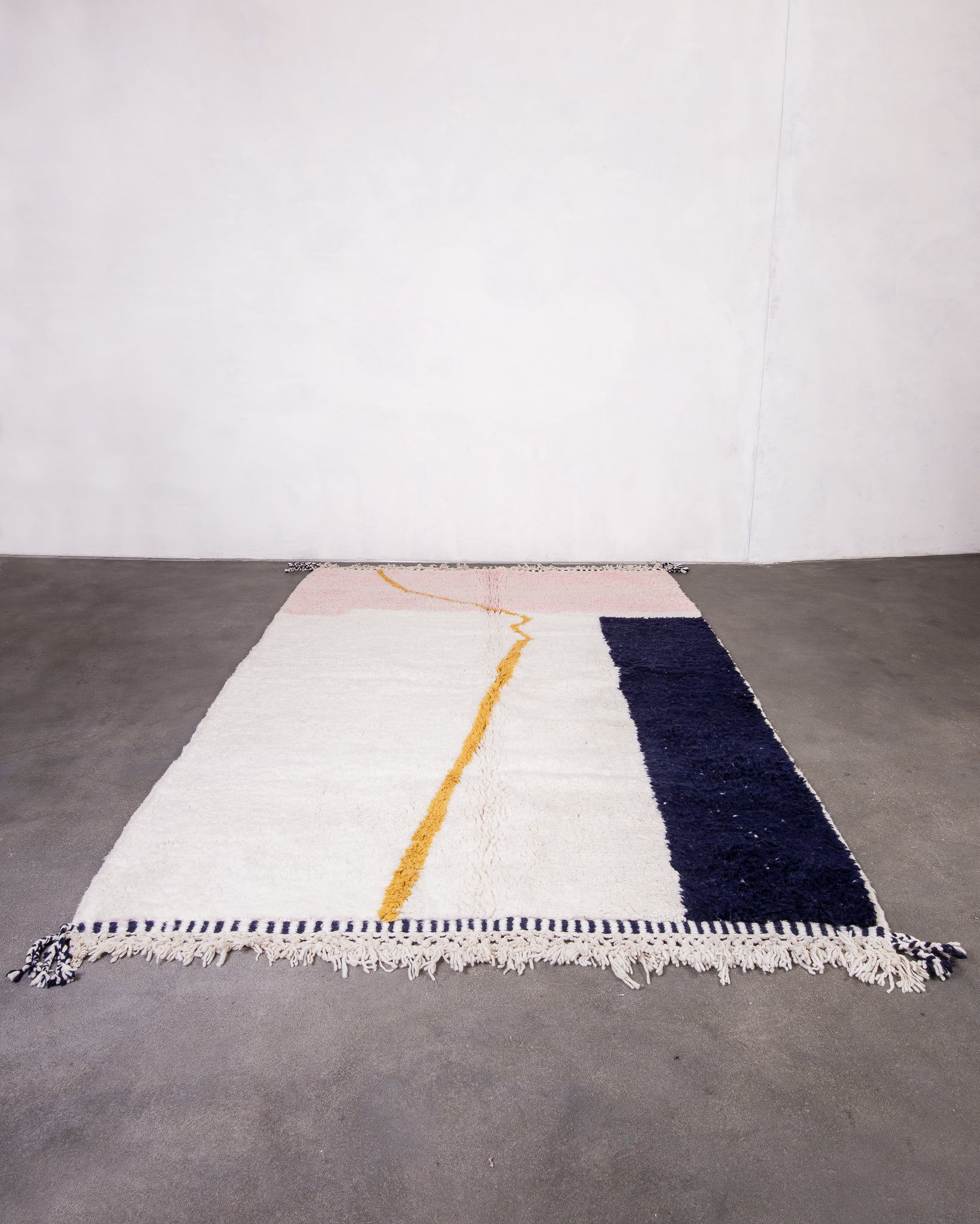 Modern designer handcrafted Berber rug from morocco Beniourain with beautiful colors and patterns